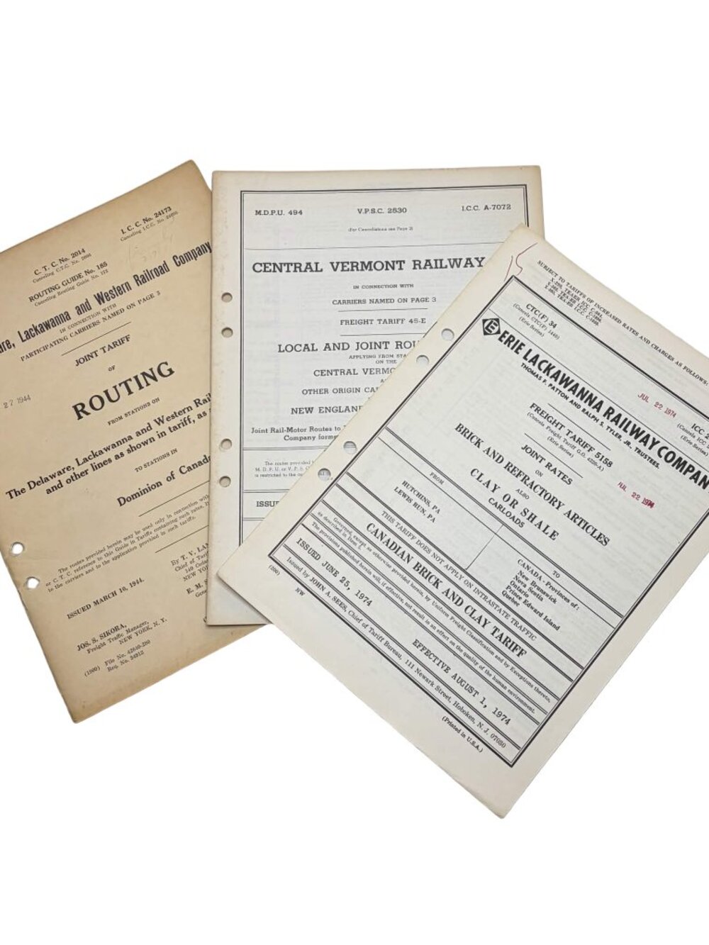 3 Vintage Railroad Routing Guides Erie Lackawanna DL&W Central Vermont 1944-74